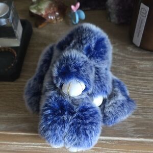 Plush Blue and White Bunny Keychain